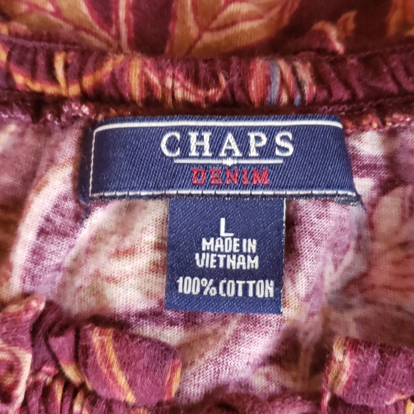 🏡DV Chaps Denim Jacobean Cotton Peasant Blouse - Picture 5 of 7